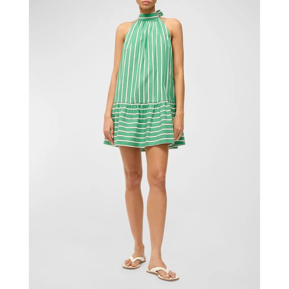 Christian Lacroix | Marlowe Green and White Striped Halter Mini Dress